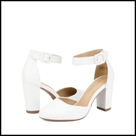Elegant Chunky Heel Ankle Strap Pumps Classic Wedding Party Shoes